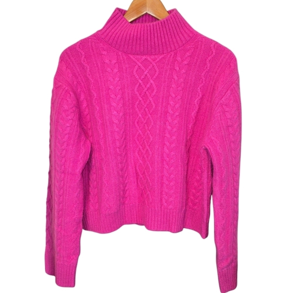 REVOLVE One Grey Day Cashmere Cable Knit Mock Neck Sweater Pink NWT